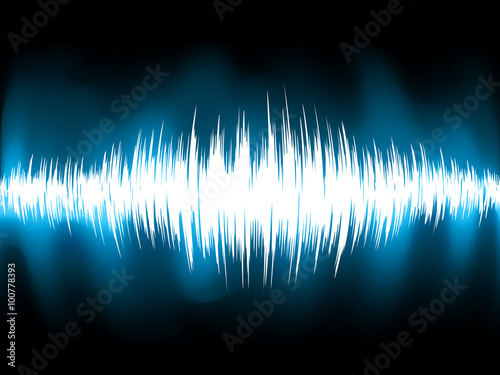 Sound waves oscillating on black background. EPS 8
