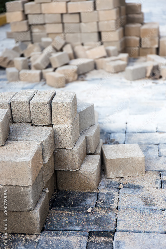 Stack of paving stone. Ready for construction Stack of paving stone. Ready for construction