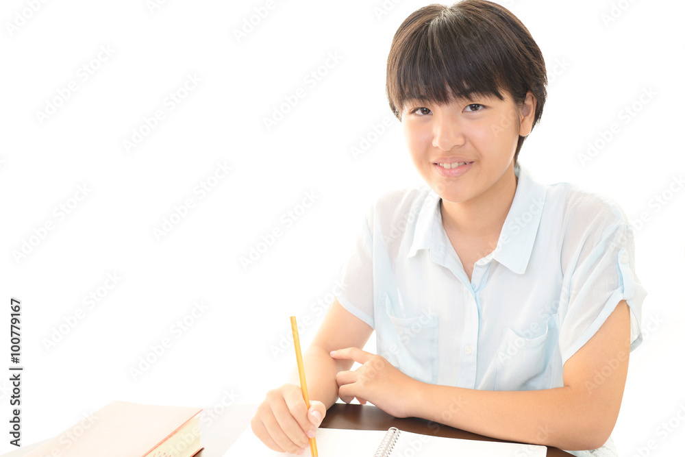勉強中の中学生 勉強中の中学生