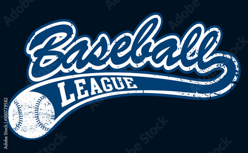 Blue baseball league banner with ball