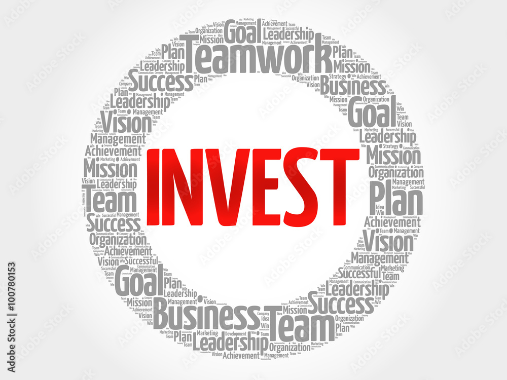 Invest circle stamp word cloud, business concept Invest circle stamp word cloud, business concept