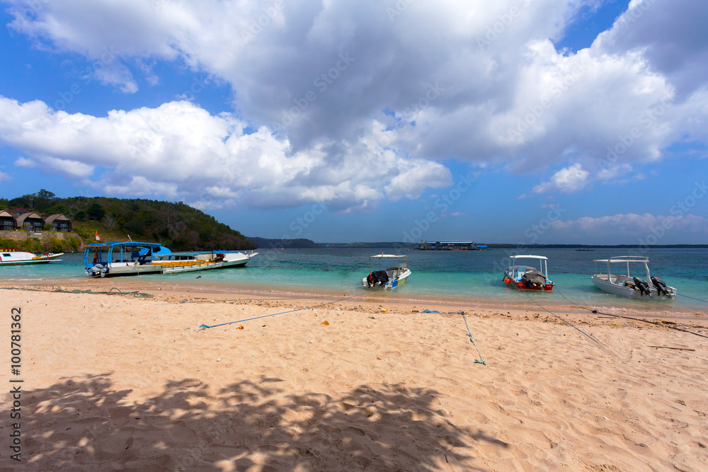 dream beach with boat Bali Indonesia