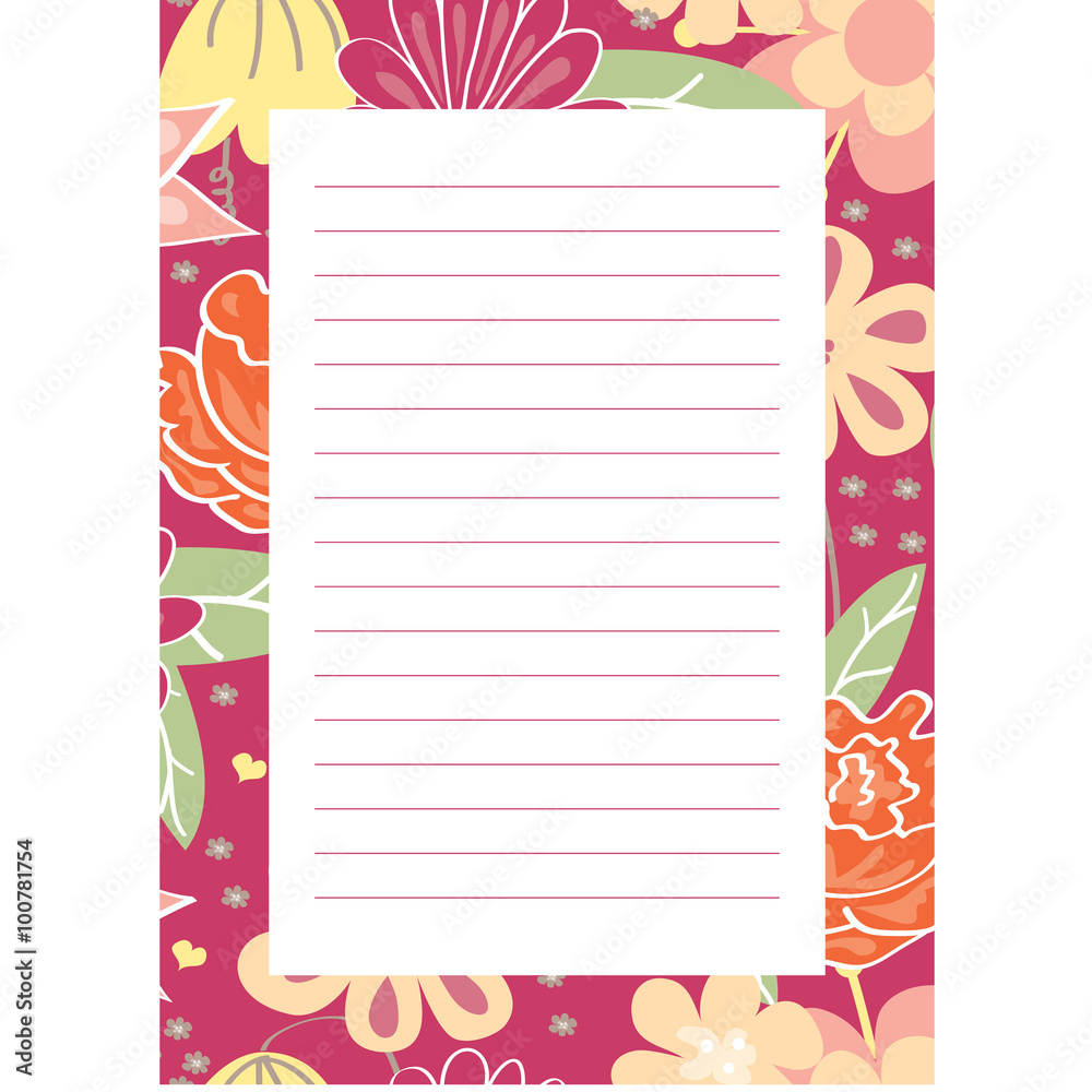 Notepaper page with floral background
Notepaper page with floral background