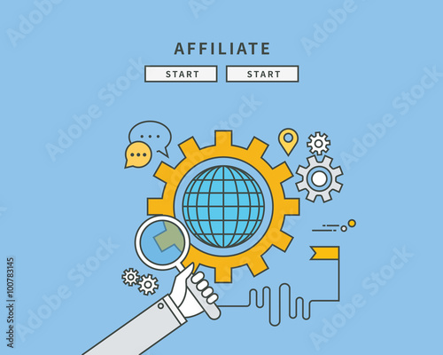 simple color line flat design of affiliate, modern vector illustration  