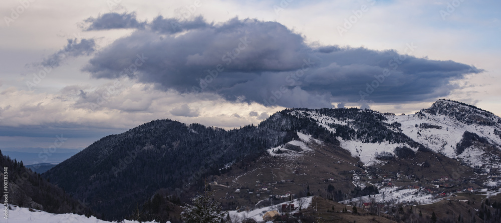 Winter landscape in a romanian village - Magura