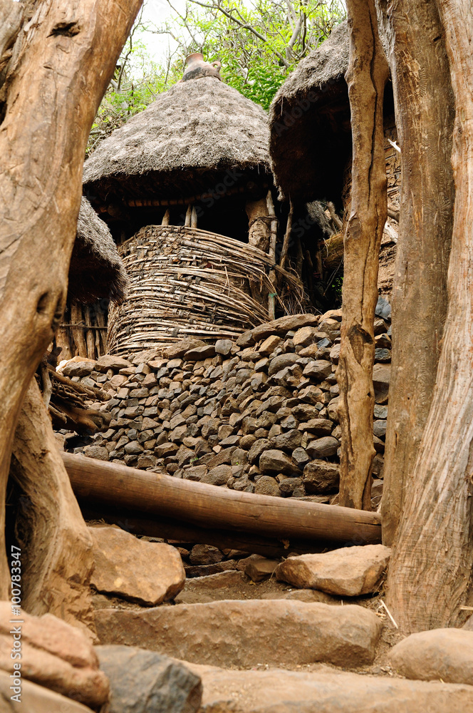 Obraz premium Ethiopian village in Omo valley