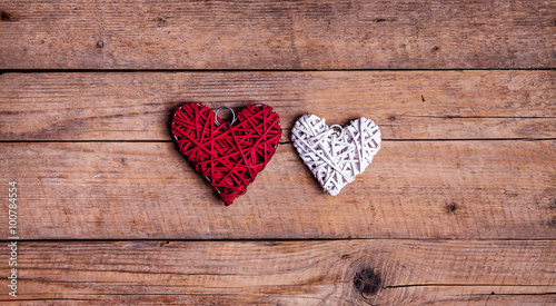 Heart on a wooden background. Vintage style.
