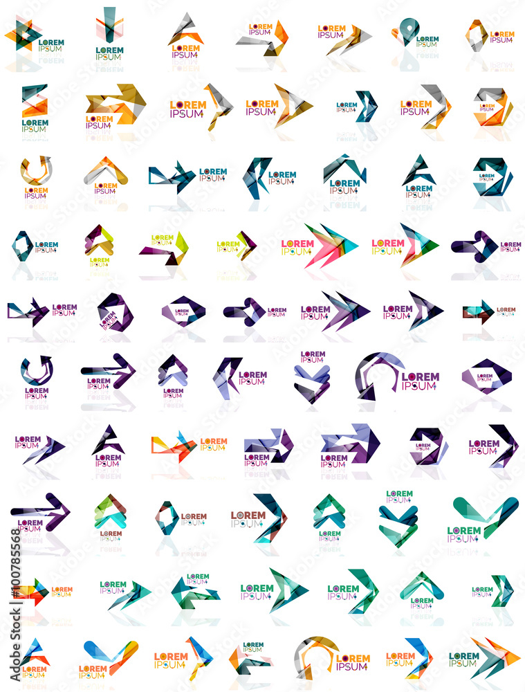 Paper style arrow logos Paper style arrow logos