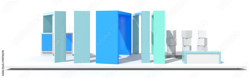 Blank and empty exhibition booth, with copy space. Original project and 3d illustration. Blank and empty exhibition booth, with copy space. Original project and 3d illustration.