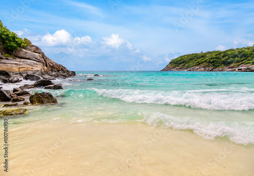 Turquoise waves of the Andaman Sea. Koh Racha. Thailand.