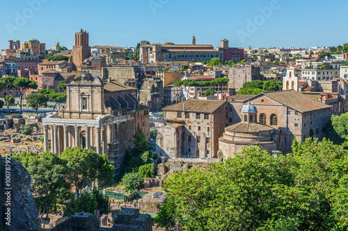 Photography Panorama of the Roman Forum. View from the hill Palatine