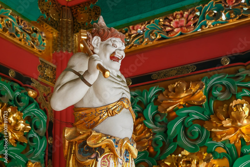 Guardian at Yashamon Gate of Taiyuinbyo Shrine in Nikko, Japan