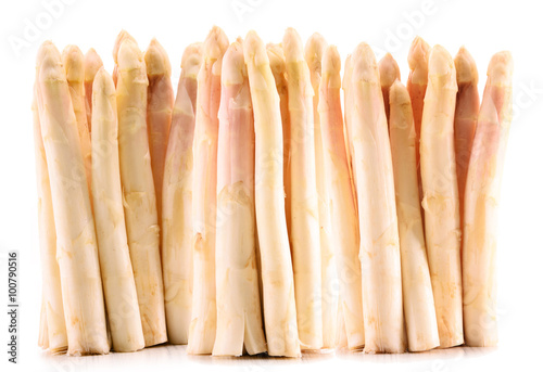 Raw asparagus isolated on white