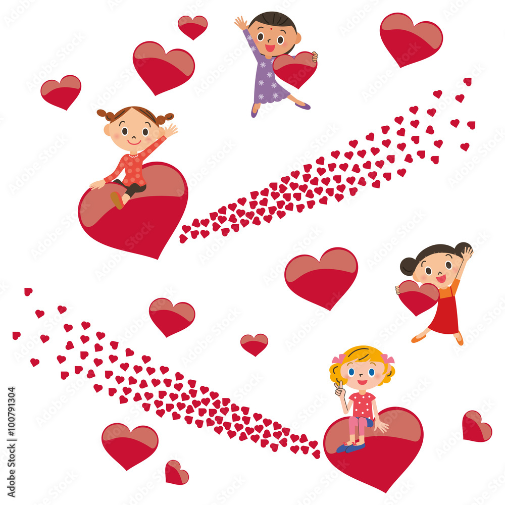 Obraz premium ハートと子供達