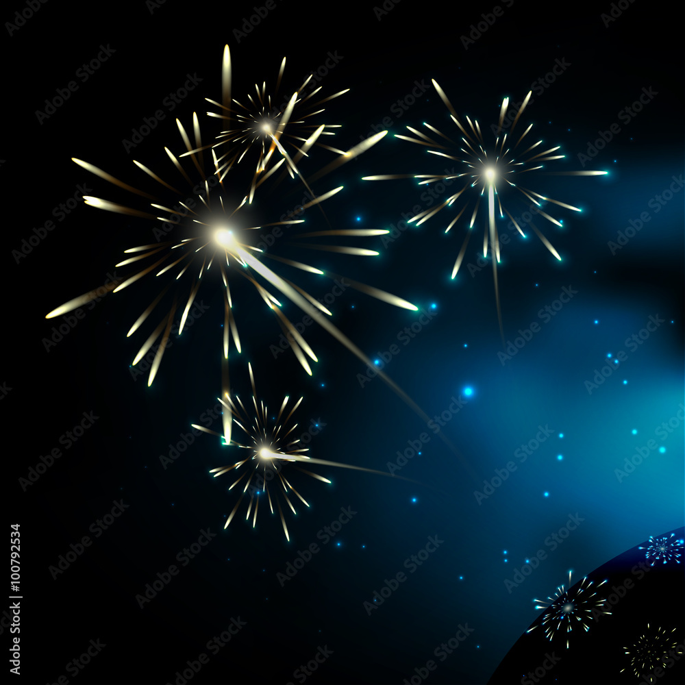 Fireworks. Milky way stars. Stars of a planet and galaxy in a fr