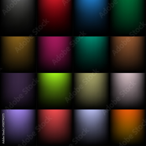 Set of colored backgrounds with a radial gradient
