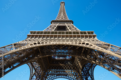Eiffel tower  sunny summer day with blue sky in Paris
