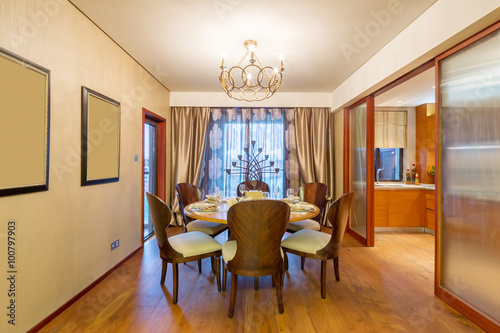 interior of luxury dining room
