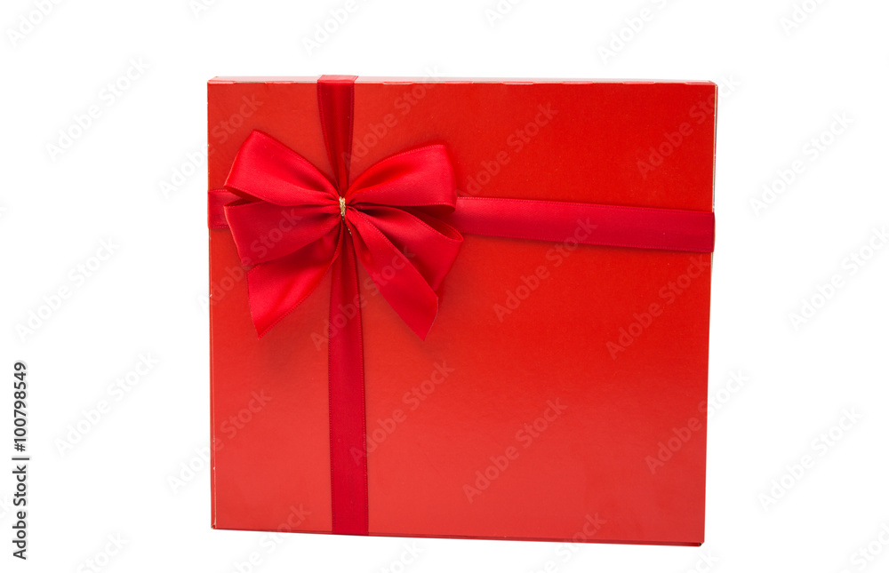 red box with a bow isolated red box with a bow isolated