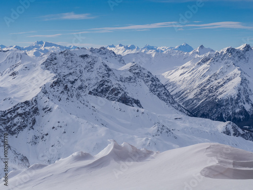Mountains in the Parsenn area, ski resort Weissfluhgipfel in Davos, Switzerland © Tomas Hajek