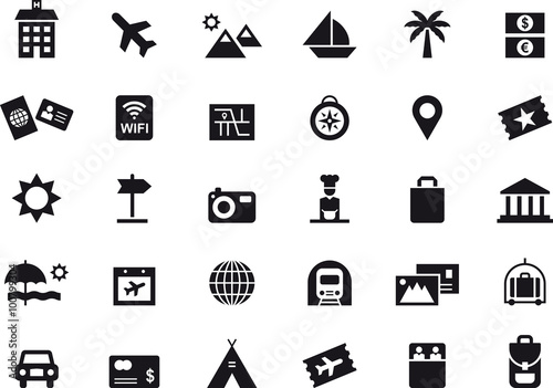 TRAVEL & VACATION black icons pack