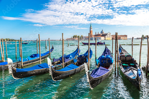 Fényképezés Gondolas  in Venice, Italy