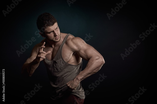 athletic young man portrait in studio © bereta