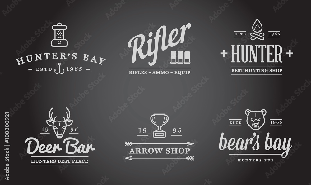 Set of Vector Hunting Camping Sport Elements Illustration can be used as Logo or Icon in premium quality