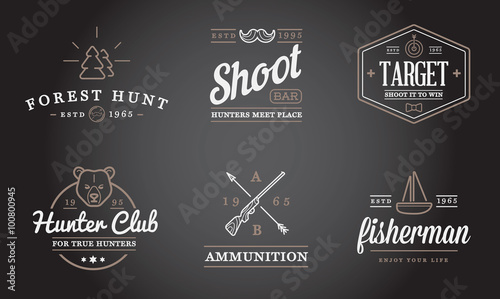 Set of Vector Hunting Camping Sport Elements Illustration can be used as Logo or Icon in premium quality
