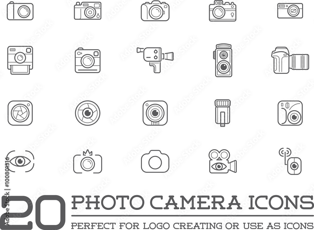 Set of Vector Photo Camera Photography Elements and Video Camera Icons Illustration can be used as Logo or Icon in premium quality Set of Vector Photo Camera Photography Elements and Video Camera Icons Illustration can be used as Logo or Icon in premium quality