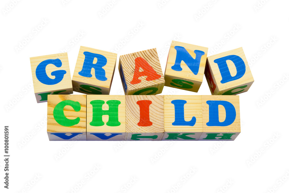 Wood cube with inscription GRANDCHILD Wood cube with inscription GRANDCHILD