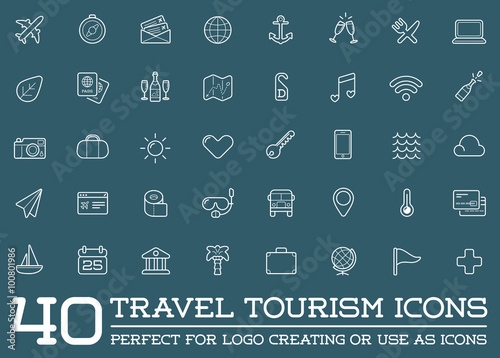 Set of Vector Travel Tourism and Holiday Elements Icons Illustration can be used as Logo or Icon in premium quality
