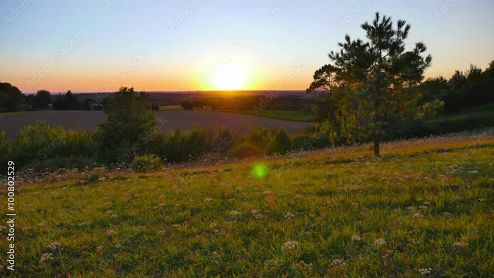 Golden Sunset over Farmland Landscape Golden Sunset over Farmland Landscape