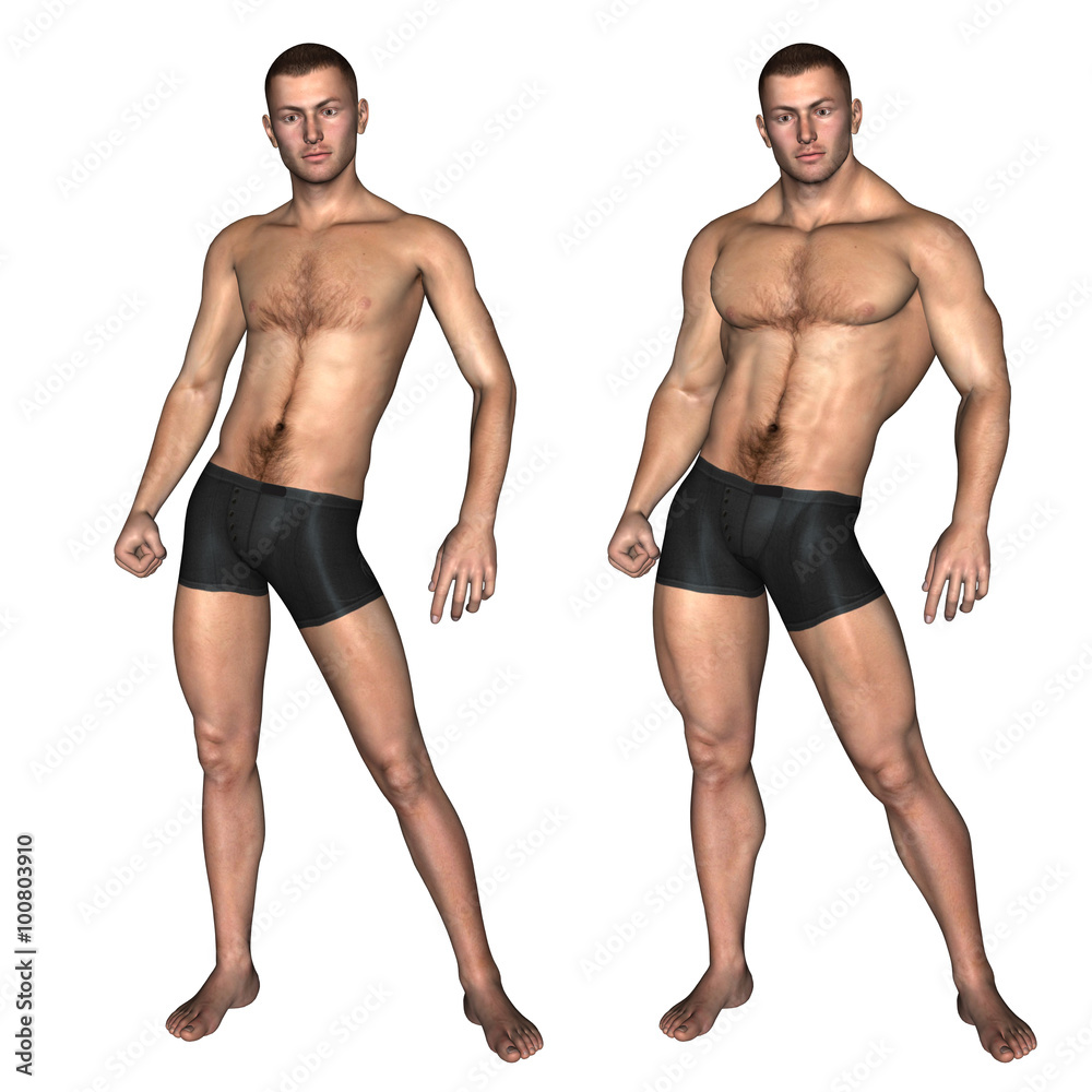 Human man thin and strong concept Human man thin and strong concept