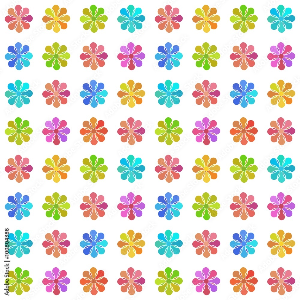 Seamless pattern with pastel colored flowers