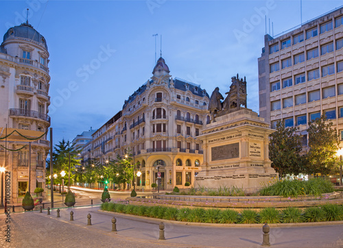 GRANADA, SPAIN - MAY 29, 2015: The square Plaza Isabel la Catolica at dusk.