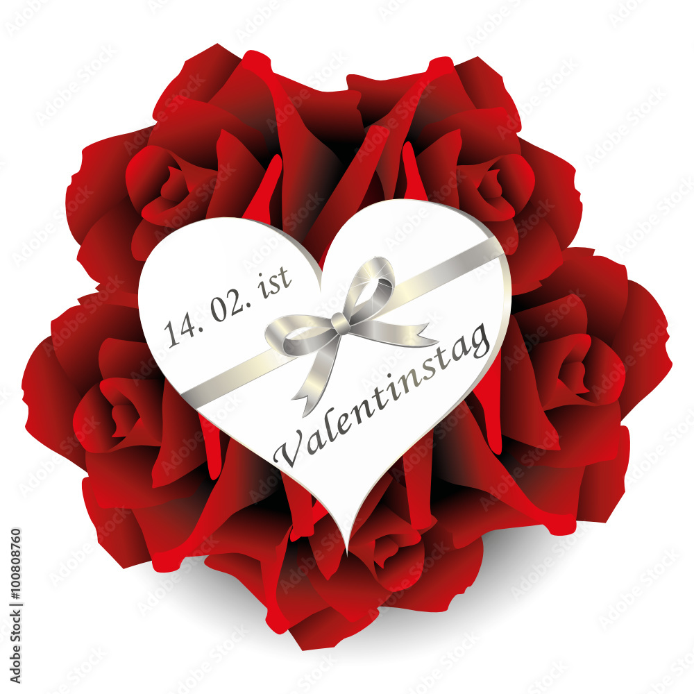 14 februar,valentinstag,herz,rose,rosen,rot,  schleife,schleifendeko,dekoschleife,floral,schrift,text, Stock Vector |  Adobe Stock