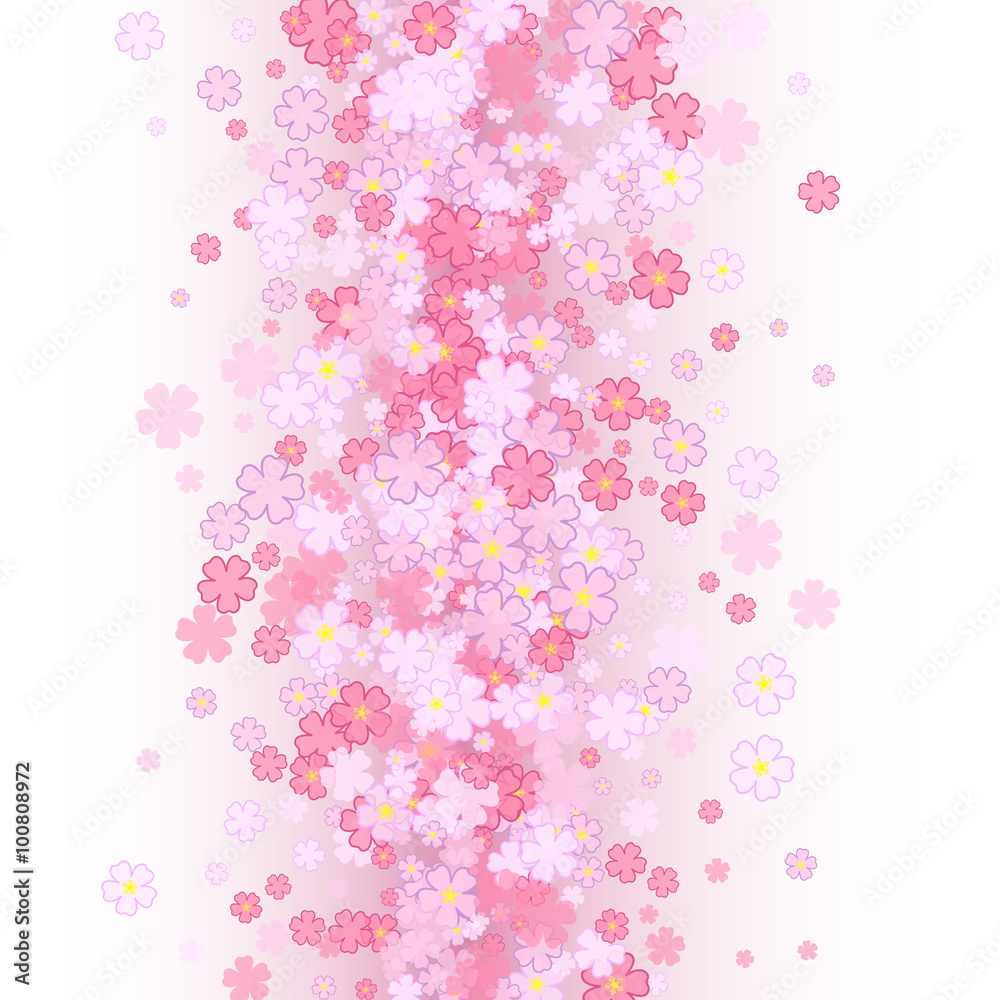 Seamless spring background with pink flowers