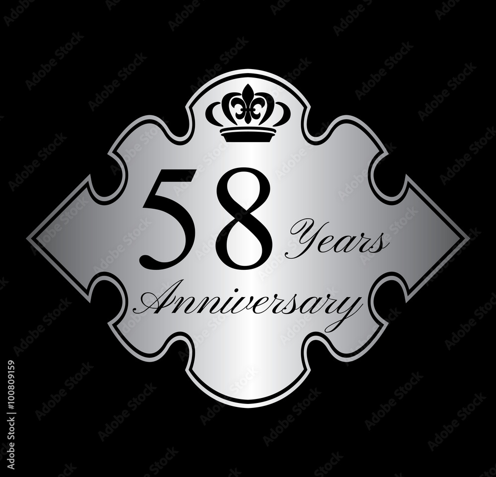58 anniversary silver emblem with crown 58 anniversary silver emblem with crown