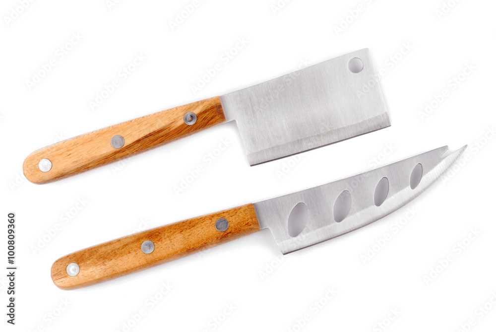 cheese knife set isolated on white cheese knife set isolated on white
