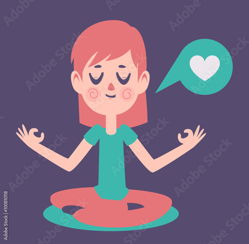 Girl Meditading Thinking about Love