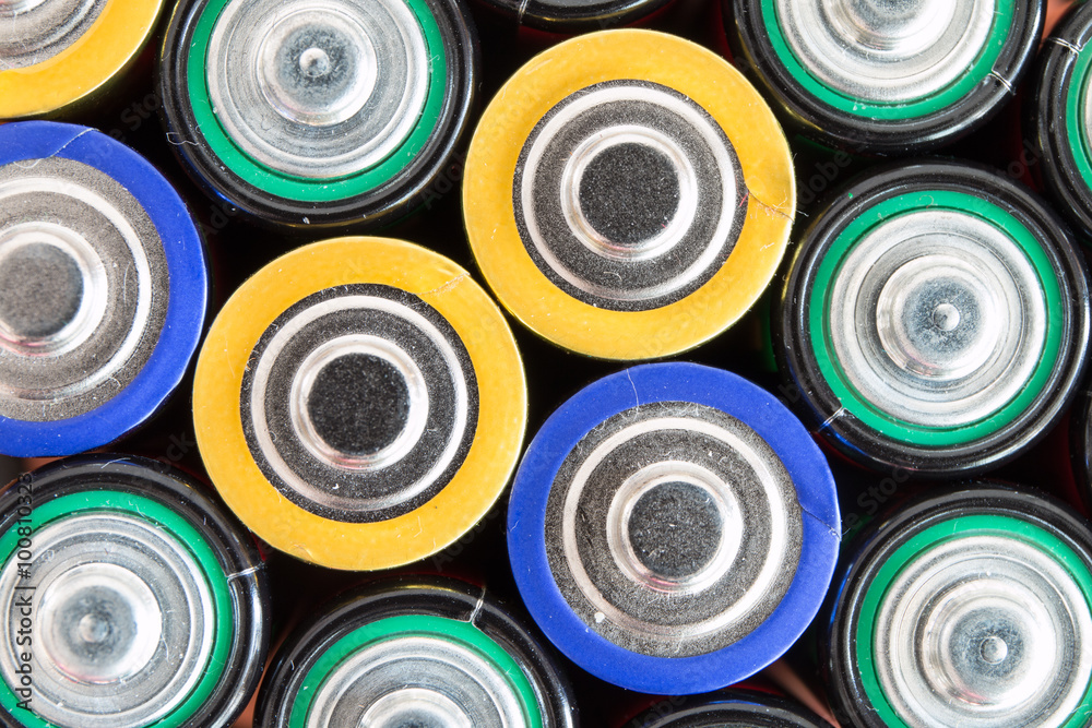 Close-up of waste batteries Close-up of waste batteries