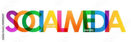 "SOCIAL MEDIA" colourful vector letters Icon