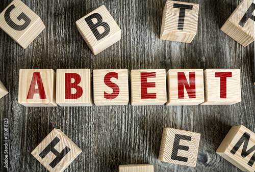Wooden Blocks with the text: Absent