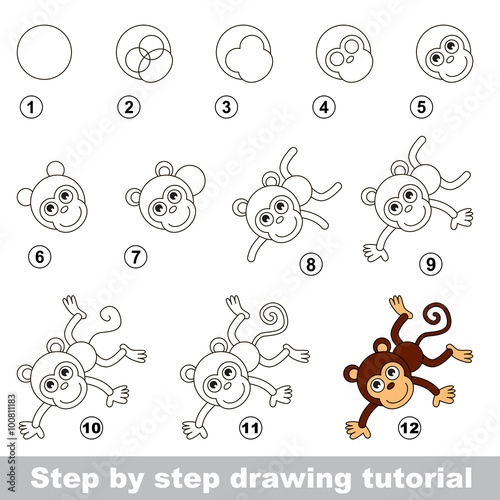 Drawing tutorial. How to draw a Funny Monkey