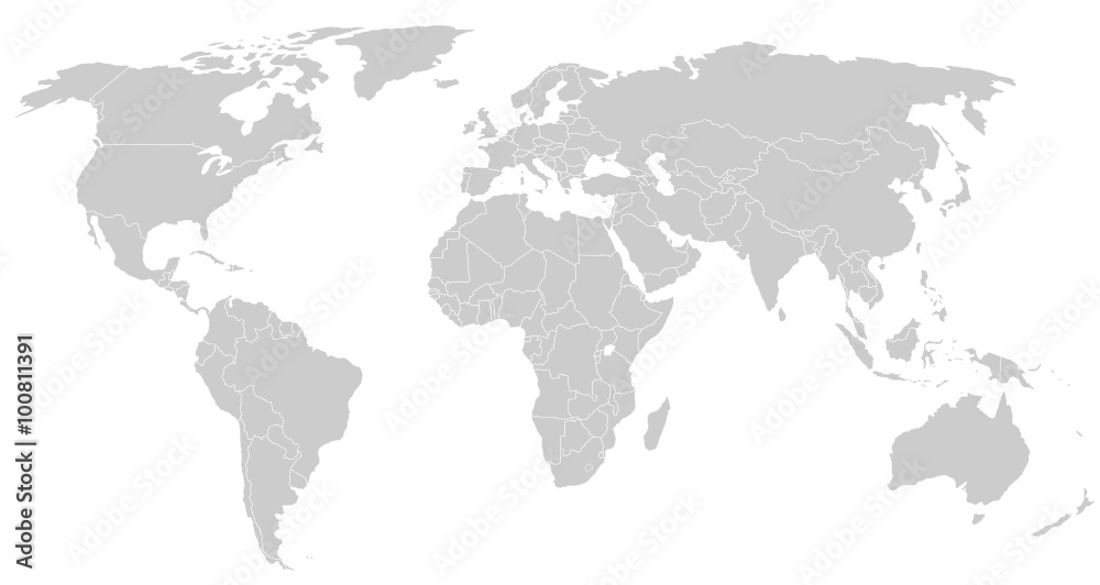 Naklejka premium szara mapa świata silhoeutte