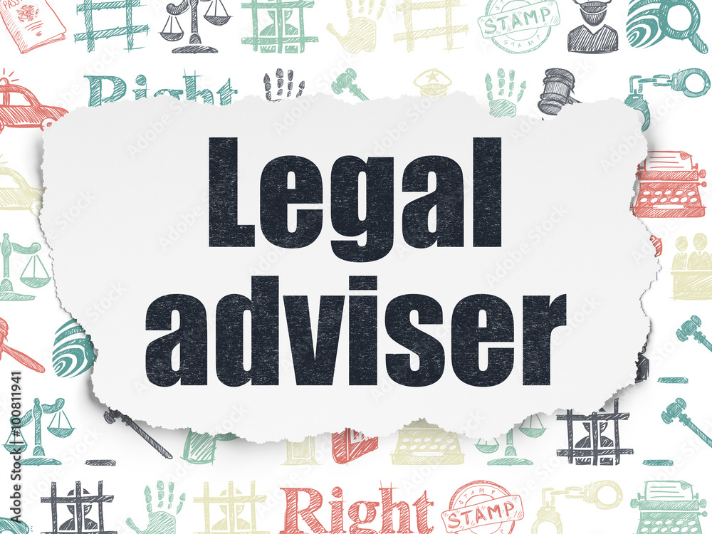 Law concept: Legal Adviser on Torn Paper background