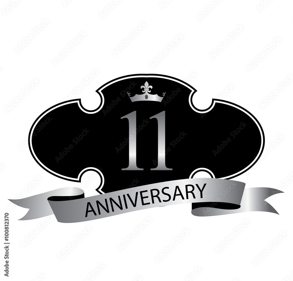 11 anniversary with silver ribbon and crown 11 anniversary with silver ribbon and crown