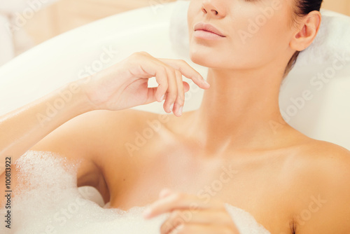 Relaxing in bath. 