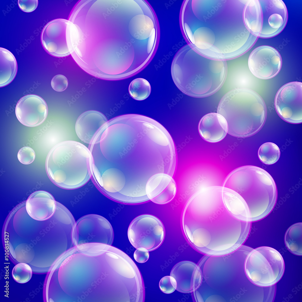 EPS10 vector  Soap bubbles on a blue background